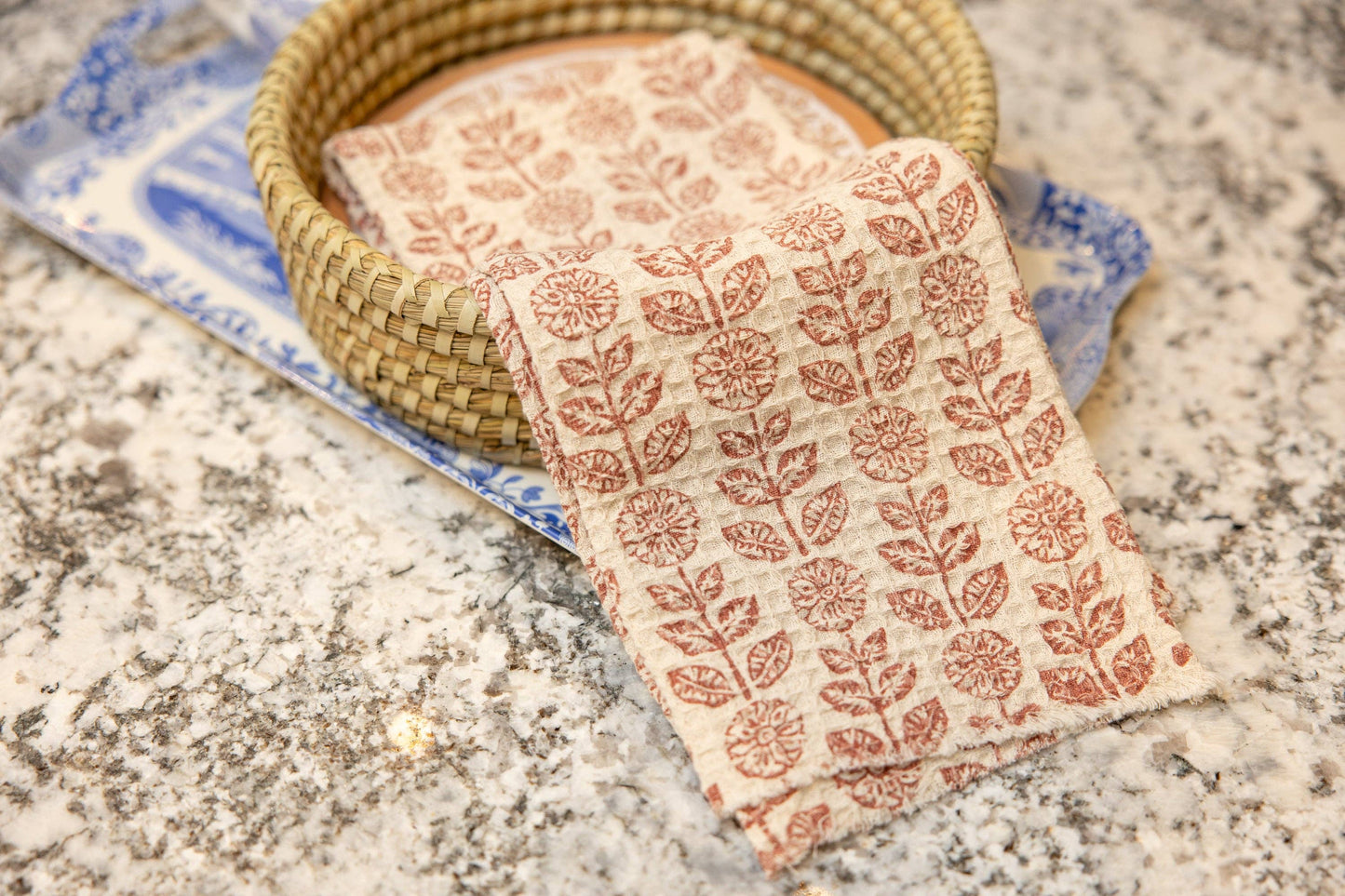 Terracotta Bloom Waffle Towel