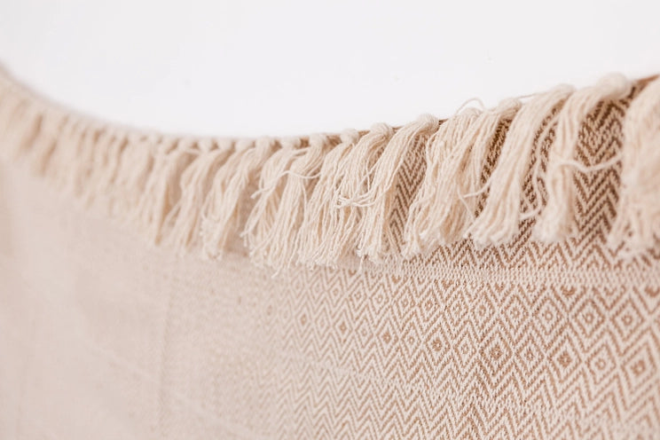 Hand Loomed Cotton Throw Taupe Diamond