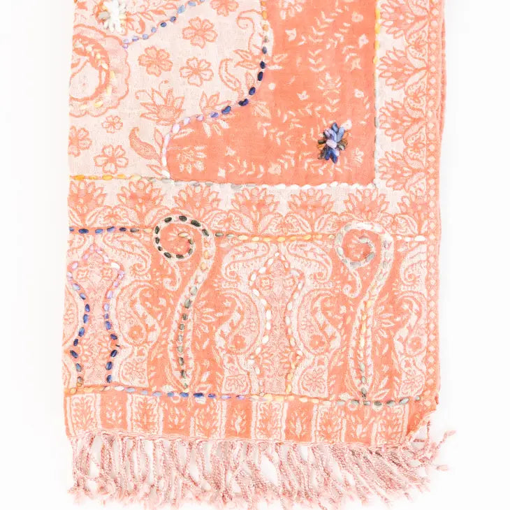 Woven Embroidered Wool Wrap