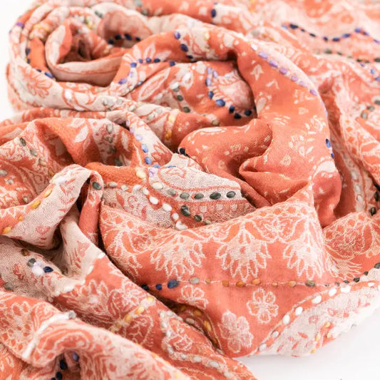 Woven Embroidered Wool Wrap