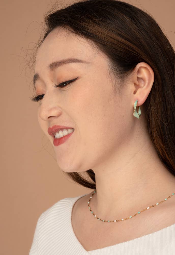 With a Twist Hoops in Mint