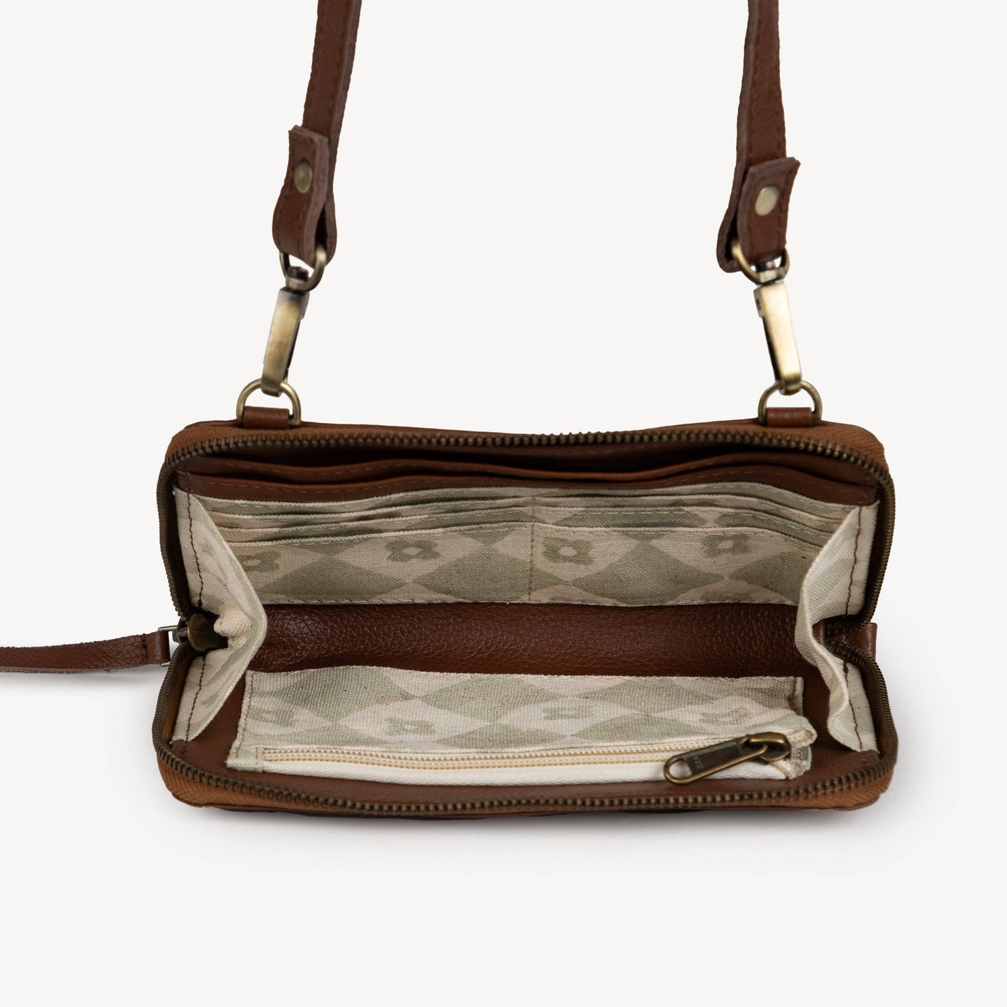 Pebbled Leather Crossbody Wallet - Vintage